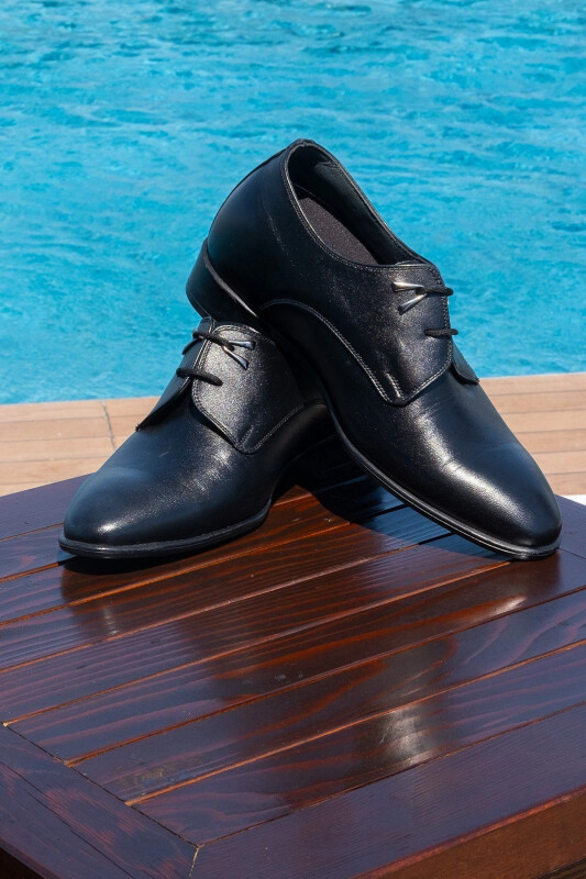 El Yapımı Oxford Model Çift Bağcık 7 Cm Boy Uzatan Gizli Topuklu Erkek Ayakkabı Damatlık Kundura - 1