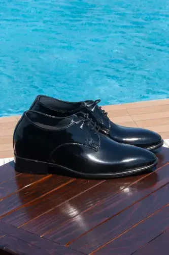 7/ 9 Cm Height Increasing Hidden Heel Handmade Accessory Oxford Patent Leather Men's Shoes Groom Shoes - 3