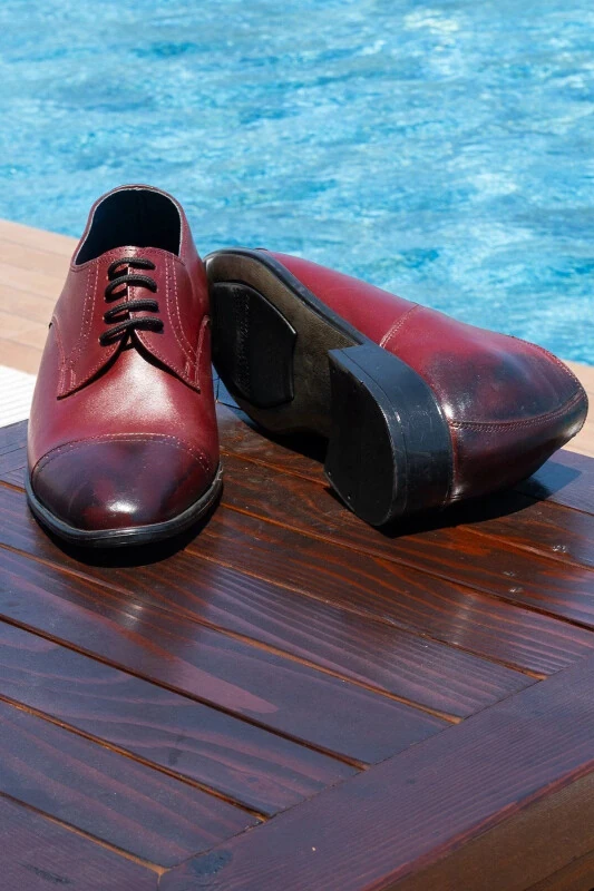 7/ 9 Cm Height Increasing Hidden Heel Handmade Burgundy Oxford Shoes Groom Shoes - ELEVOLD
