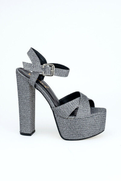 7-9600 16cm Platform Glittery Platinum Shoes - 3