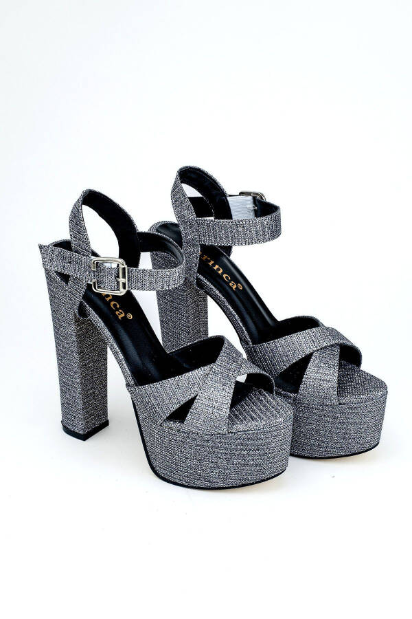 7-9600 16cm Platform Glittery Platinum Shoes - 4