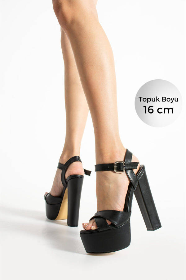 7-9600 16cm Platformlu Siyah Deri Ayakkabı-Siyah Deri - 1