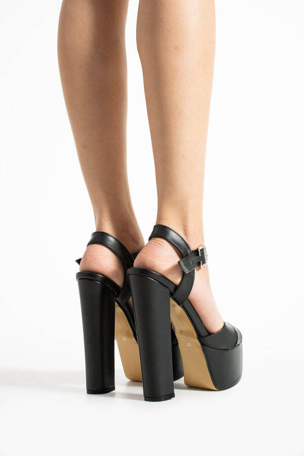 7-9600 16cm Platformlu Siyah Deri Ayakkabı-Siyah Deri - 3