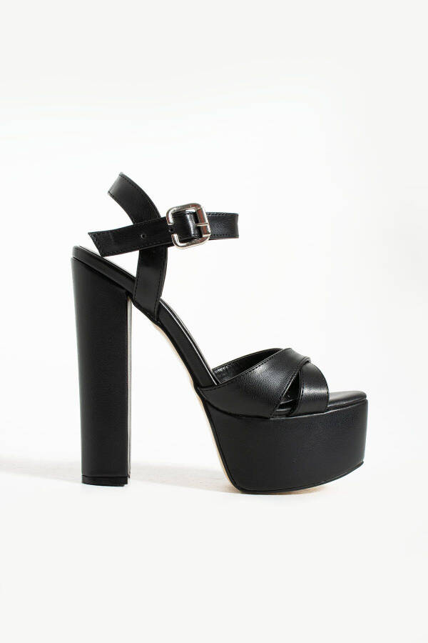 7-9600 16cm Platformlu Siyah Deri Ayakkabı-Siyah Deri - 5