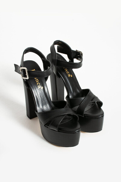 7-9600 16cm Platformlu Siyah Deri Ayakkabı-Siyah Deri - 6