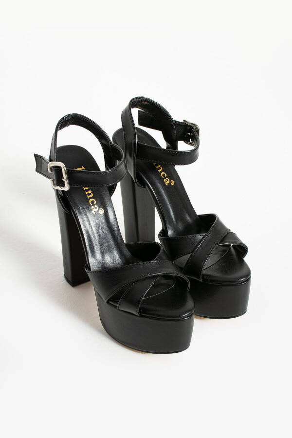 7-9600 16cm Platformlu Siyah Deri Ayakkabı-Siyah Deri - 6