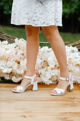 7 Cm Sedef Saten Gelin Ayakkabısı Koşma Garantili-Beyaz - 3