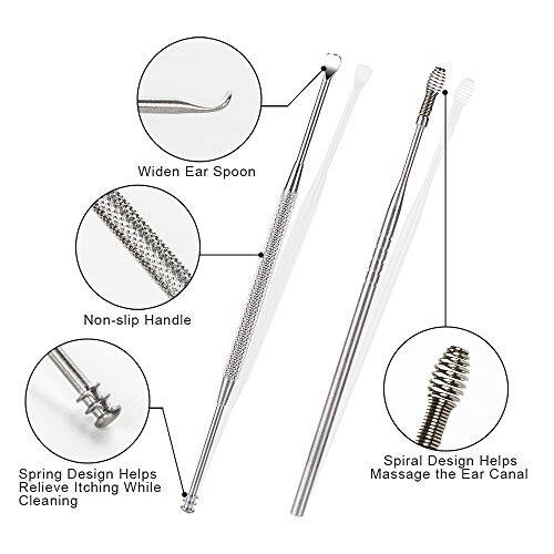 7 Pcs Ear Pick Earwax Removal Kit, BetyBedy Ear Cleansing Tool Set, Ear Curette Ear Wax Remover Tool with Cleaning Brush and Storage Box, Sliver - 4
