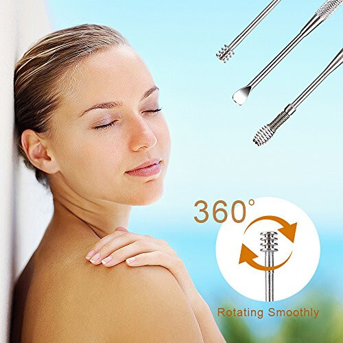7 Pcs Ear Pick Earwax Removal Kit, BetyBedy Ear Cleansing Tool Set, Ear Curette Ear Wax Remover Tool with Cleaning Brush and Storage Box, Sliver - 7
