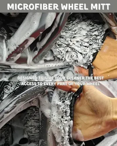 oesee 7PCS Pro-Grade Wheel Cleaning Kit: Long Handle Soft Wheel Brushes, Detailing Brush, Tire Scrubber, Wash Mitt, Hex-Logic Applicator & Microfiber Towel for Deep Car Detailing - 3