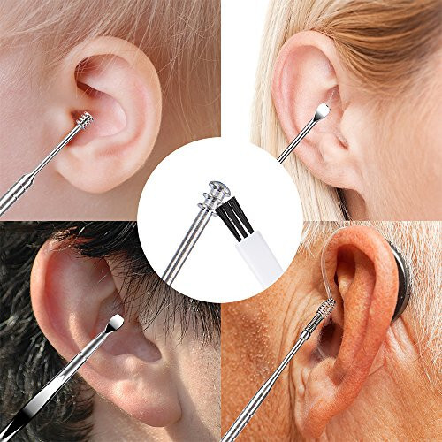 7 Pcs Ear Pick Earwax Removal Kit, BetyBedy Ear Cleansing Tool Set, Ear Curette Ear Wax Remover Tool with Cleaning Brush and Storage Box, Sliver - 5