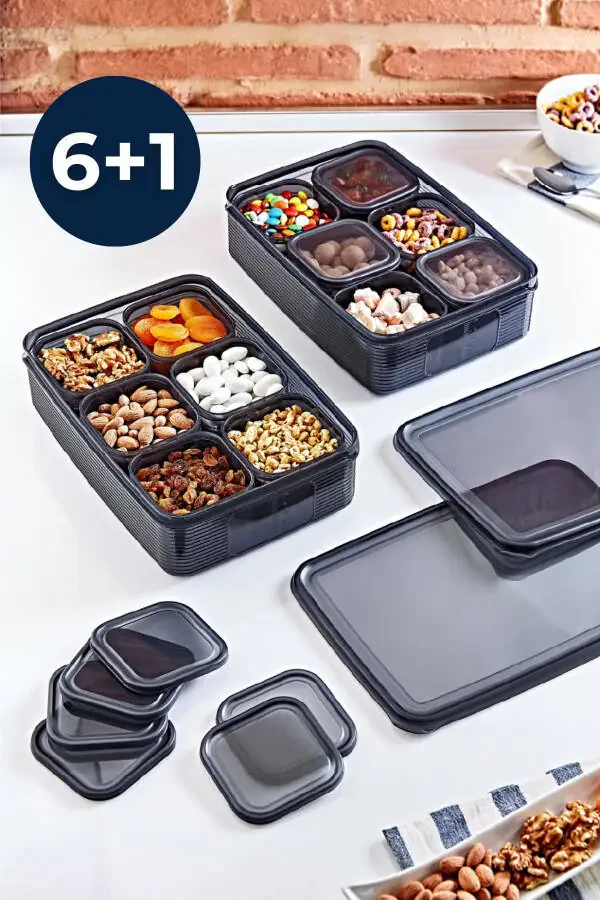 7 Piece Airtight Leakproof Storage Container - Breakfast Picnic Set Smoked - Freezer and Microwave - 6