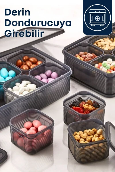 7 Piece Airtight Leakproof Storage Container - Breakfast Picnic Set Smoked - Freezer and Microwave - 4