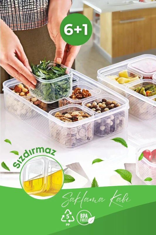 7 Piece Airtight Leakproof Storage Container Set - Breakfast Picnic Set - Freezer and Microwave Safe - 1