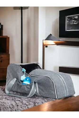 7-PIECE GRAND BIRTH SET (10-PIECE HOSPITAL OUTFIT, BAG, PORTABLE CRIB, SWADDLE, BLANKET, CLOTH AND SOCK SET)-GRAY - 6