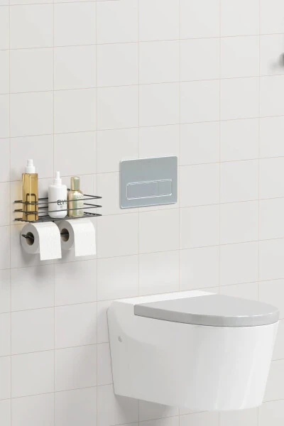 7 Piece Self Adhesive Full Bathroom Set Shower Shelf Towel Rail - 5