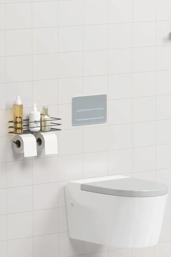 7 Piece Self Adhesive Full Bathroom Set Shower Shelf Towel Rail - 5