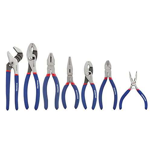 7-piece Workpro Pliers Set with Groove Joint, Long Nose, Slip Joint, Linesman, and Diagonal Pliers for DIY & Home Use - 8