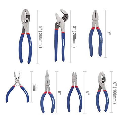 7-piece Workpro Pliers Set with Groove Joint, Long Nose, Slip Joint, Linesman, and Diagonal Pliers for DIY & Home Use - 9