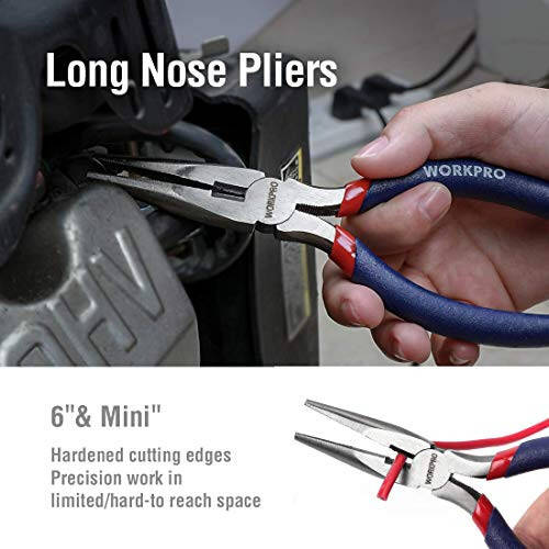 7-piece Workpro Pliers Set with Groove Joint, Long Nose, Slip Joint, Linesman, and Diagonal Pliers for DIY & Home Use - 13