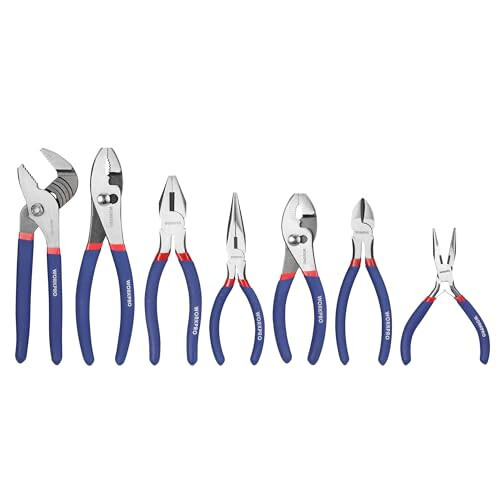 7-piece Workpro Pliers Set with Groove Joint, Long Nose, Slip Joint, Linesman, and Diagonal Pliers for DIY & Home Use - 1