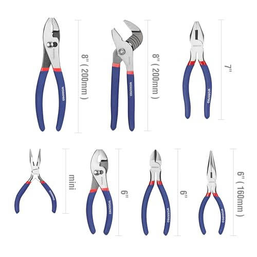 7-piece Workpro Pliers Set with Groove Joint, Long Nose, Slip Joint, Linesman, and Diagonal Pliers for DIY & Home Use - 2