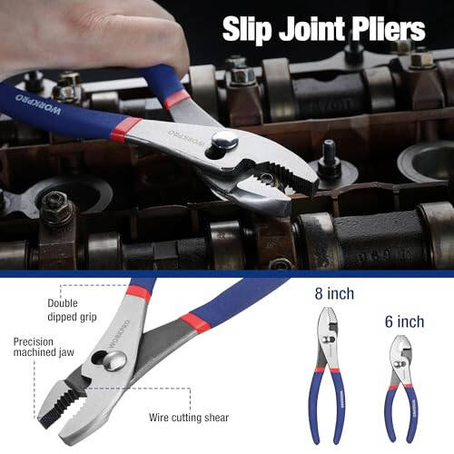 7-piece Workpro Pliers Set with Groove Joint, Long Nose, Slip Joint, Linesman, and Diagonal Pliers for DIY & Home Use - 3