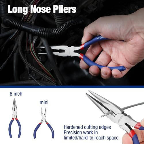 7-piece Workpro Pliers Set with Groove Joint, Long Nose, Slip Joint, Linesman, and Diagonal Pliers for DIY & Home Use - 6