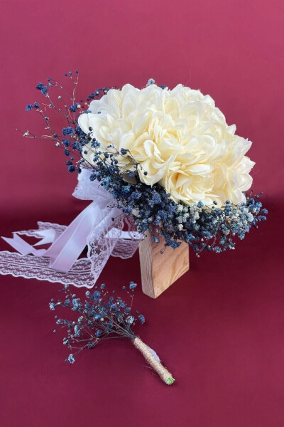 7 Star Bridal Bouquet with Blue Satin Ribbon - 22