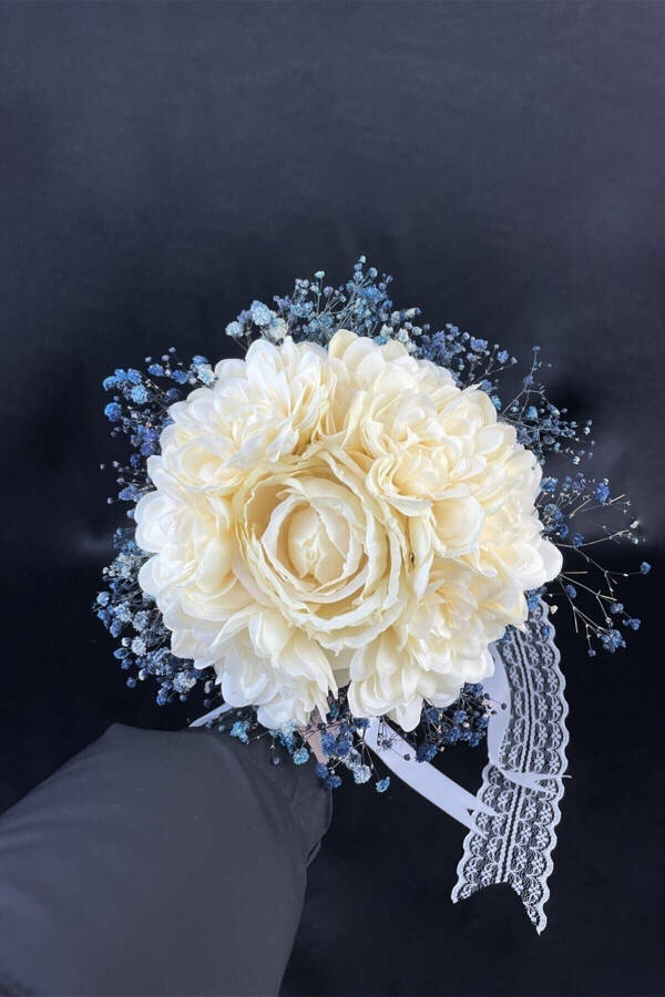 7 Star Bridal Bouquet with Blue Satin Ribbon - 13