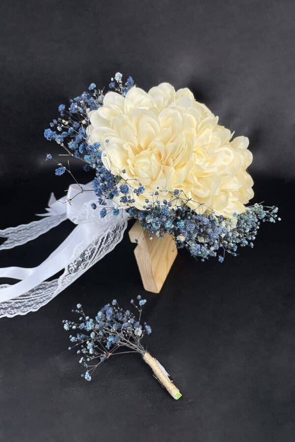 7 Star Bridal Bouquet with Blue Satin Ribbon - 15