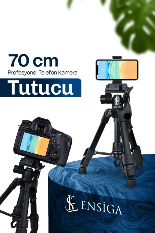 70 CM Professional Phone Camera Holder Tripod with Bag, 3-Legged Tripod with Bubble Level-610 - 1