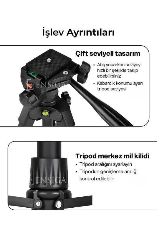 70 SM Professional Telefon Kamera Tutuc Çantalı Tripod, Su Terazili 3 Ayaklı Tripod-610 - 3