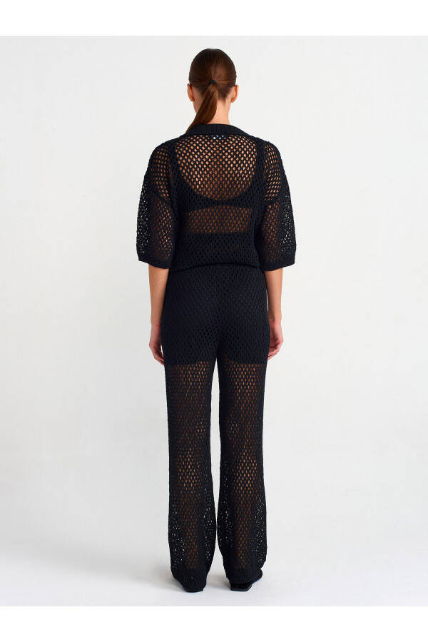 70159 Lace Trimmed Knit Trousers - Black - 27
