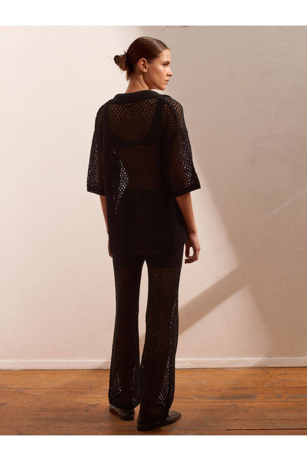 70159 Lace Trimmed Knit Trousers - Black - 30