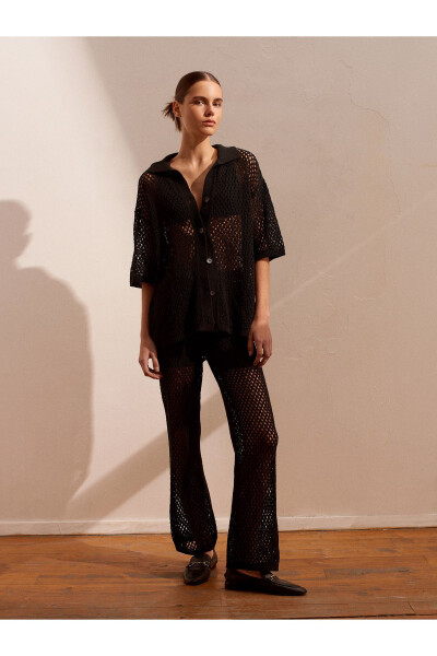 70159 Lace Trimmed Knit Trousers - Black - 23