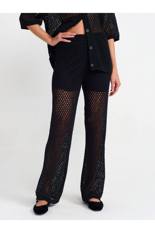 70159 Lace Trimmed Knit Trousers - Black - 8