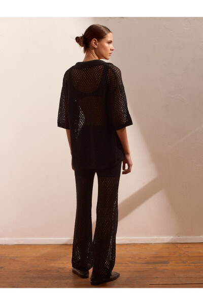 70159 Lace Trimmed Knit Trousers - Black - 12