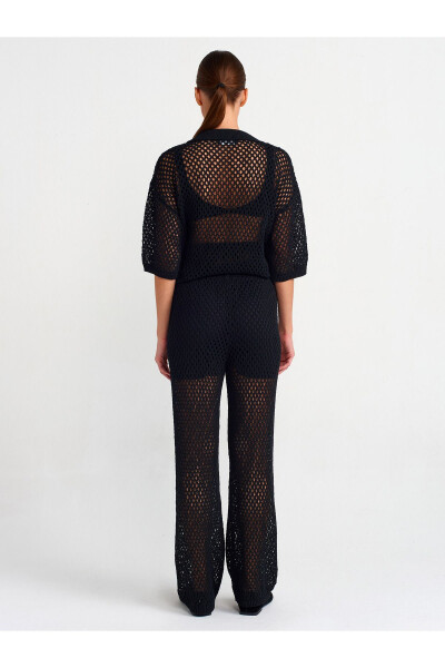 70159 Lace Trimmed Knit Trousers - Black - 3