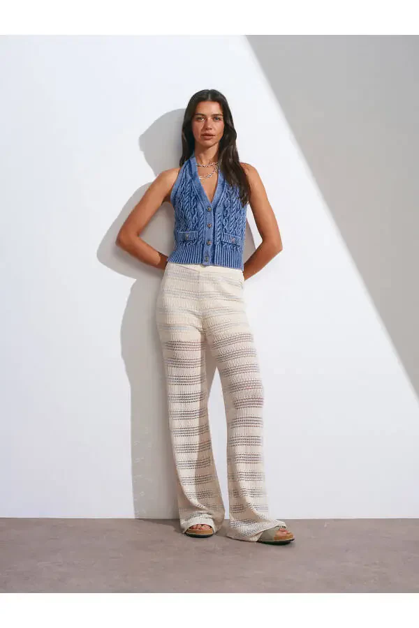 70162 Lace Knit Pants - Natural - 1