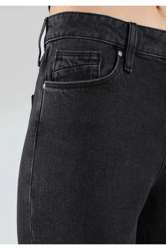 703 Carla Mid Rise Slim Fit Straight Leg Black Women's Pants - 5