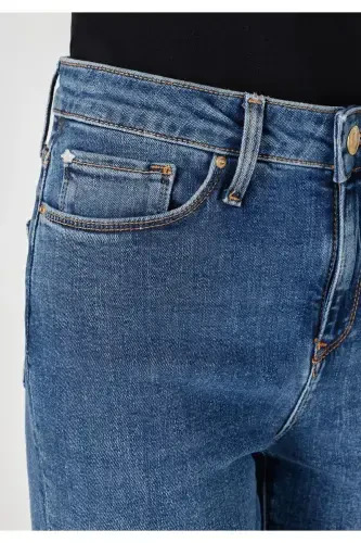 703 Carla Mid-Rise Slim Fit Straight Leg Women's Blue Jeans - 5