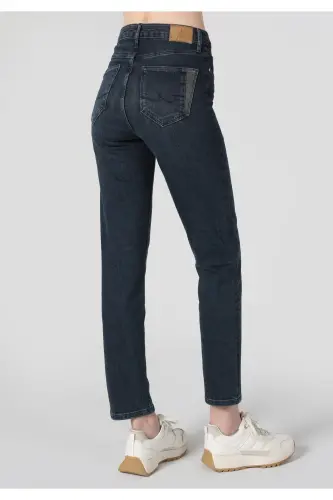 703 Carla Slim Fit Regular Waist Straight Leg Blue Women's Trousers - COLIN'S (1)
