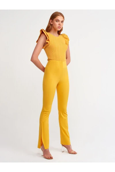 70339 Buckle Detail Trousers - Orange - 5