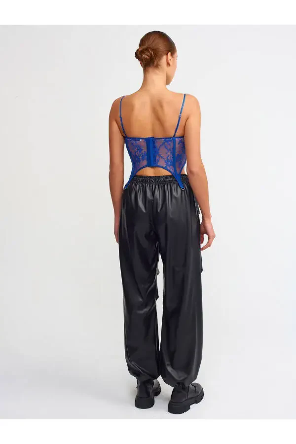 70414 Suni Deri Jogger Pantolon-siyah - 2