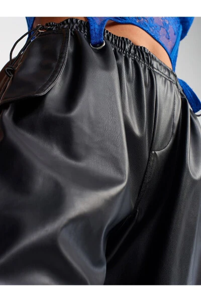 70414 Suni Deri Jogger Pantolon-siyah - 4