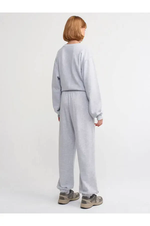 70458 Oddiy Jogger Shimlar - Kulrang Melanj - 11