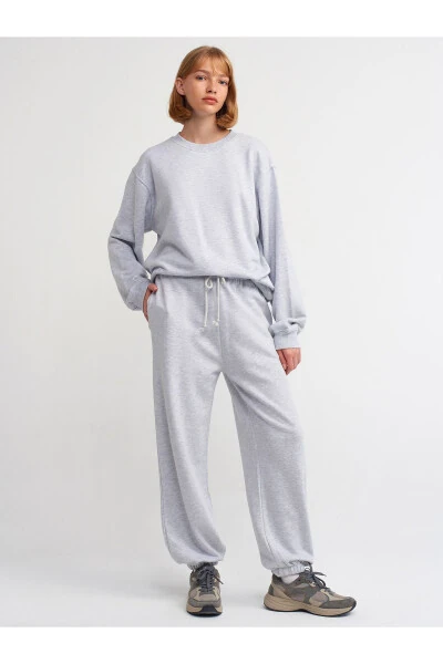 70458 Oddiy Jogger Shimlar - Kulrang Melanj - 5