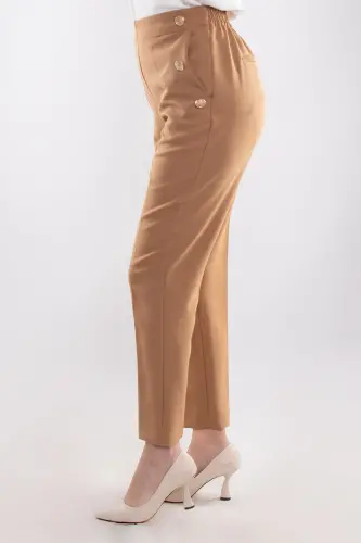 70503 Beli Rezinkali Oltin Tugmali Krep Ayollar Shim-Tuyu - 4