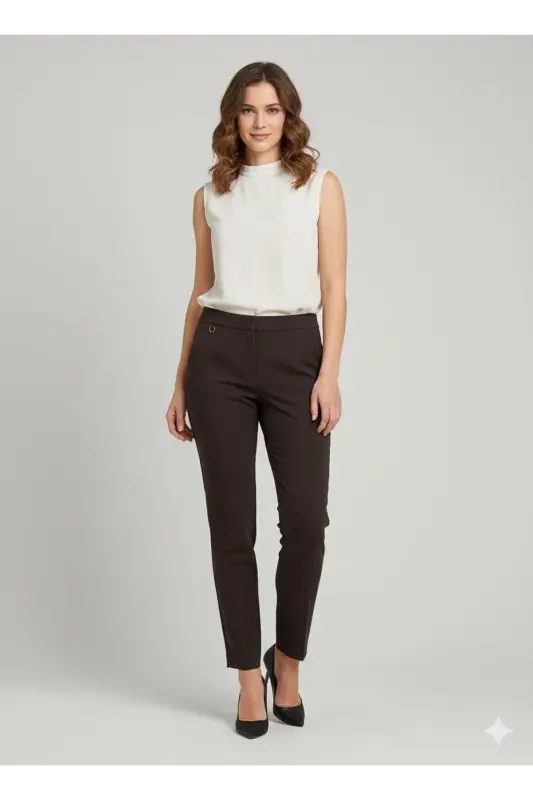 70593 Kadın Pantolon-Kahverengi - 1